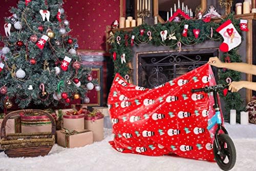 Giant Christmas Red Snowman Plastic Gift Bag (36"x44") - Jumbo Celebration Bag With Tag Card for Large Gifts - 1 PC - Image 4