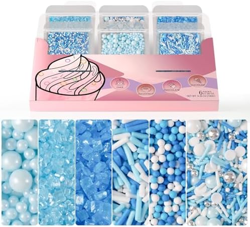 Blue Sprinkles for Cakes, Cupcakes, Blue and White Cake Sprinkles, 180g by Unknown