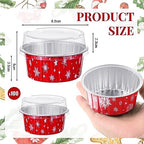 Umigy 100 Pcs Christmas Aluminum Foil Baking Cups with Lids,Snowflake - Image 2