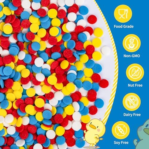 Edible Confetti Sprinkles for Cake Decorating,Red Blue Yellow White Sugar - Image 3