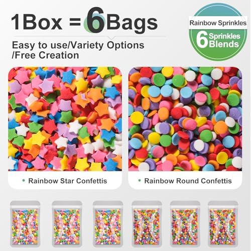 Rainbow Star Sprinkles, Round Confetti Sprinkles for Cake Decorating, 180g - Image 3