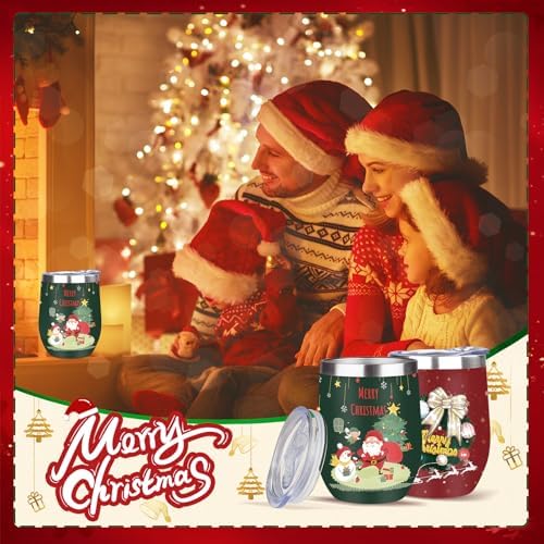 MEZMUT 12 Oz Insulated Christmas Wine Tumbler with Lid Straw (Green,1) - Image 4
