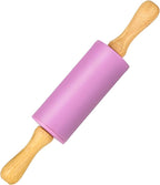 Mini Silicone Rolling Pin for Kids, Non-stick Surface Wood Handle, 9 Inch 1 by Honglida