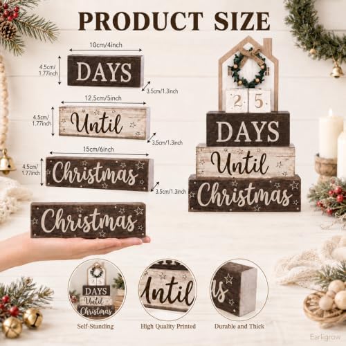 Christmas Countdown Decorations Indoor, Christmas Table Decor for Home - Image 4