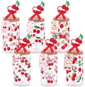 Vesici 6 Set Cherry Glass Cups with Lid Straw and Stopper, Cherry Gift by Vesici