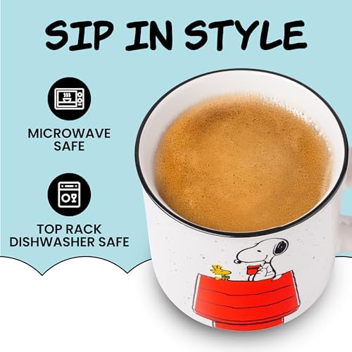 Silver Buffalo Peanuts Snoopy and Woodstock, Ceramic Camper Mug, 20oz - Image 3