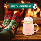 17.6 oz Christmas Mug with Winter Snow Globes Lid Decorations, Large Cute Festive Ceramic Coffee Cup, Winter Xmas Holiday Birthday Tabletop Drinkware Teacup Gifts for Adults Kids Men Women - Image 6