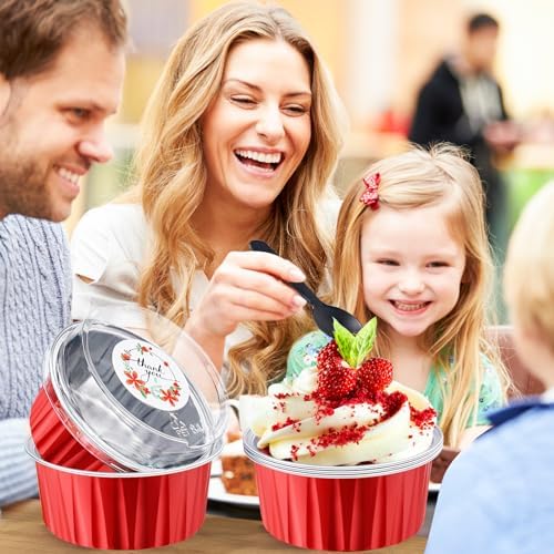 Red Mini Cake Pans with Lids, 5oz Round Mini Loaf Pan ZOXILEN 60Pack - Image 4