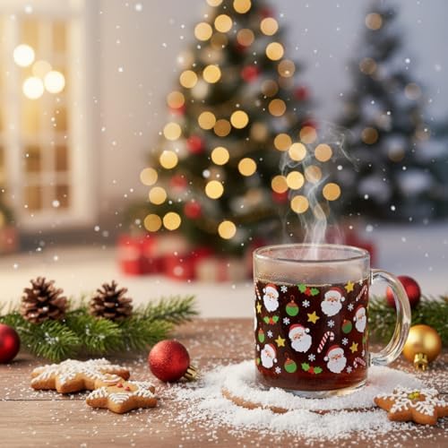 Vesici 12 Set Christmas Glass Mugs 12oz Classic with Handle - Image 6