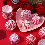 SANNIX 450Pcs Pink Cupcake Liners, Pink Red White Cupcake Wrappers Paper Wraps Muffin Liners for Wedding Birthday Valentines Day Party Candy Cake Decorations Supplies - Image 3