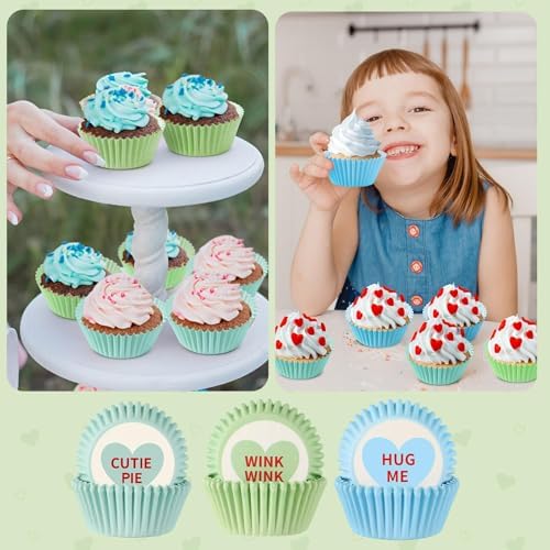 SANNIX 450Pcs Valentine's Day Cupcake Liners, Heart Candy Love XOXO Baking Cups Cupcake Wrappers Paper Wraps Muffin Liners for Valentines Day Wedding Birthday Party Candy Cake Decorations Supplies - Image 7