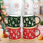 Maustic Christmas Mugs Set of 4, Christmas Coffee Mugs, Holiday Mug with Festive Design, Ceramic Mug for Hot Cocoa, Hot Chocolate, Coffee, Tea, Family Gifts, 12 Oz, Microwave & Dishwasher Safe - Image 5