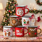 Christmas Gingerbread Man Mugs Set of 6 Winter Hot Cocoa Mug Gifts by Suttmin