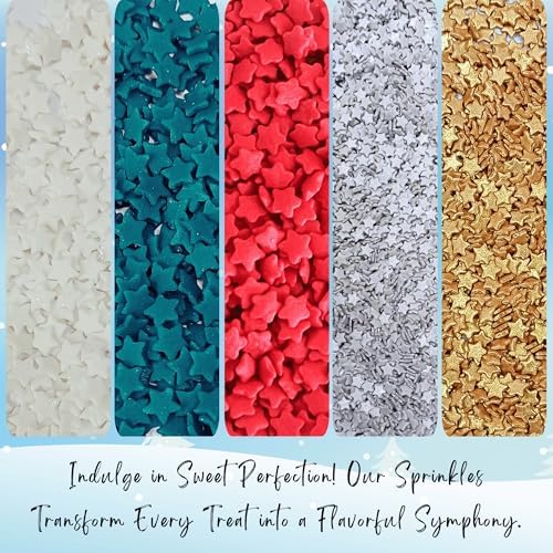 Confect Christmas Sprinkles | White, Red, Silver, Gold & Holly Green Mix | Edible Holiday Sprinkles for Cakes, Cupcakes & Cookies | Festive Baking Decorations-5 Oz - Image 6