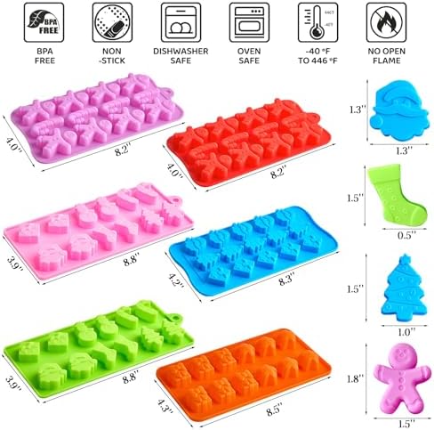 Christmas Chocolate Silicone Molds, 6 PCS - Image 2