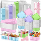 LemonRoad 120 Sets Macaron Colors Mini Loaf Pan with Lids and Spoons by Unknown