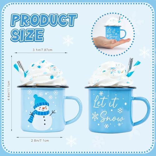 2 PCS Winter Snowman Tiered Tray Mug Decor Set with Faux Whipped - Image 2