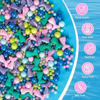 Mermaid Sprinkles, Edible Pearl Sprinkle for Cake Decorating,130g/4.58oz, Blue Green Purple Pearls Mix Baking Candy, Ocean Theme Cake Topper Cupcake Cookie Ice Cream Decorations, Birthday Children's Summer Party Supplies - Image 3