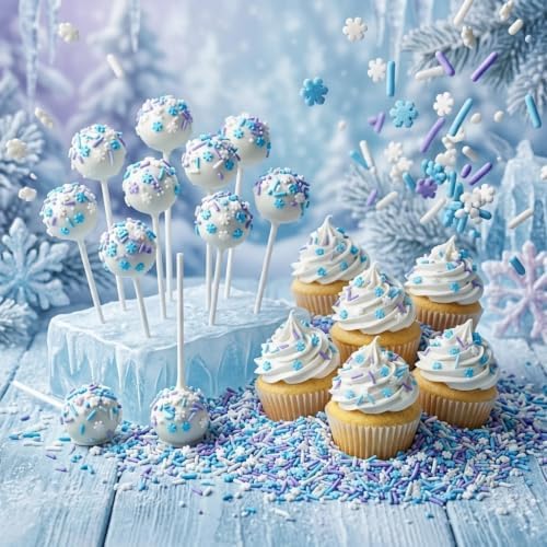 Manvscakes Sprinkles- Edible Cake and Cupcake Sprinkles with Assorted Shapes and Sizes for Parties, Metallic Sprinkle Mix for Cookies, Ice Cream, Cake and Cupcake Decorating, 4 oz (Snowflakes) - Image 2