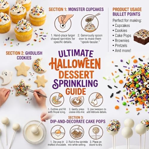 Manvscakes Sprinkles- Edible Cake and Cupcake Sprinkles with Assorted Shapes and Sizes for Parties, Metallic Sprinkle Mix for Cookies, Ice Cream, Cake and Cupcake Decorating, 4 oz (Halloween Party) - Image 4