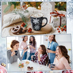 Bokon 4 Pcs Snowflake Ceramic Mug Gifts Set 12 oz Dark Blue - Image 4