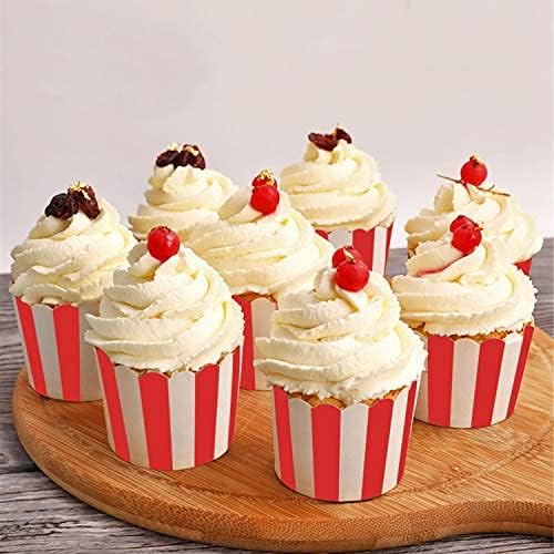100 Pack Muffin Liners Baking Paper Cups Red and White - Image 7