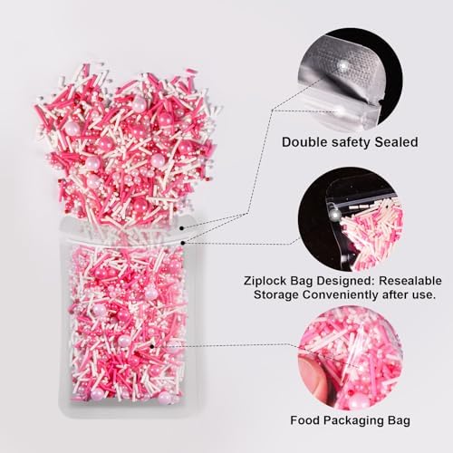 Pink Sprinkles, Red and Pink Heart Sprinkles Mix for Cakes, Cupcakes, 180g - Image 5