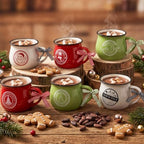 Sawysine Christmas Coffee Mugs 6 Pcs Santa Style, 12 oz Ceramic Holiday - Image 2
