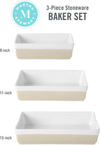 MARTHA STEWART 3-Piece Oven to Table Stoneware Bakeware Set – Baking Dish & - Image 3