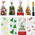 LOKIPA 200 Pcs Christmas Cellophane Treat Bags, Xmas Clear Cello Gift Bags Candy Goodies Bags with Twist Ties for Christmas Party Supplies by LOKIPA