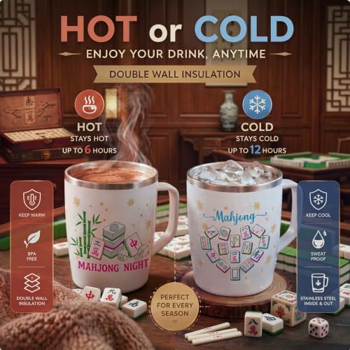 Didaey 6 Pcs Mahjong Tumbler with Lid Straw, 11 oz, Stainless Steel Cups - Image 3