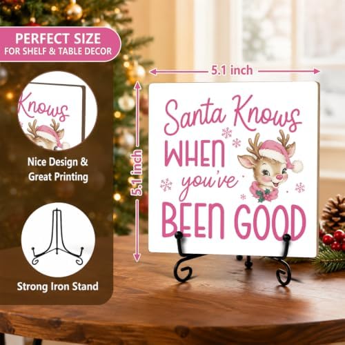 Christmas Wooden Signs Decor Funny Wood Plaque with Support Stand - Image 2