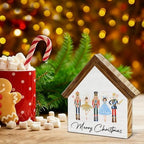 Nutcracker Christmas Decor, Merry Christmas House Shaped Wooden Sign - Image 3