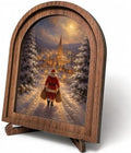 Santa Village Arched Table Sign, Christmas Farmhouse Shelf Decor by HPCHENG