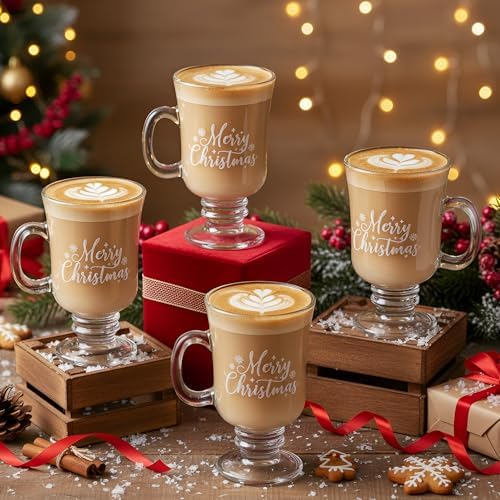 Sliner 6 Pcs Glass Coffee Mugs, Bright Irish Mugs with Handle - Image 2