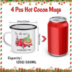 Christmas Enamel Mug Set of 4, 12 oz Christmas Coffee Mugs Hot Chocolate Mug Set Santa Claus Holiday Mugs Set Stocking Stuffer Gift for Kids Women Friends Coworkers Family(Classic Style) - Image 2