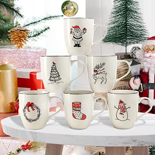 LEHAHA Christmas Coffee Mug Set of 6 – 16 oz Holiday Theme Ceramic Coffee Cups Perfect for Latte, Tea or Milk, walter,Winter Beverage,Give as a Christmas Gift to Family or Friends. - Image 3