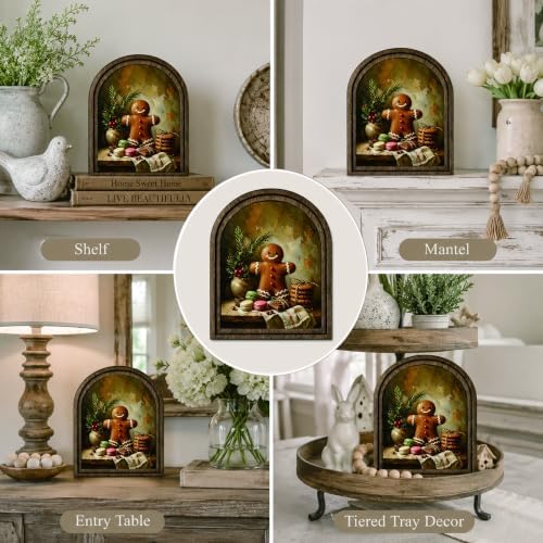 Gingerbread Man Arched Table Sign, Christmas Farmhouse Shelf Decor - Image 5