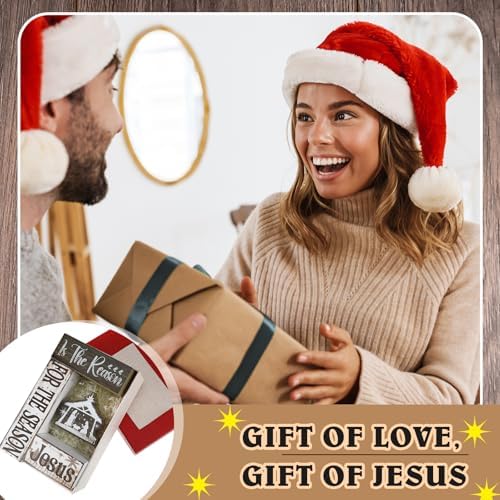 Moucuny 4 Pcs Christmas Jesus Religious Table Decor Christian Wooden Signs - Image 4