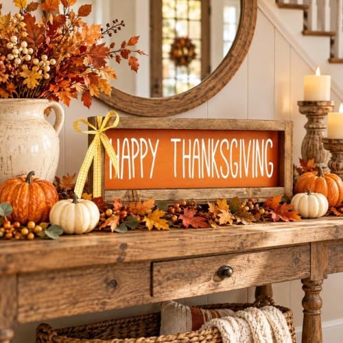 Happy Thanksgiving Sign, Wooden Shelf, Table & Wall Indoor Decor - Image 7