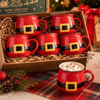 Vesici 6 Pcs Christmas Ceramic Mugs Bulk Red Santa Christmas Coffee Cups - Image 4