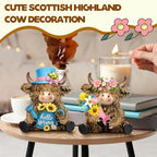 2 Pack Spring Highland Cow Figurine Decor, Spring Table Decor - Image 2