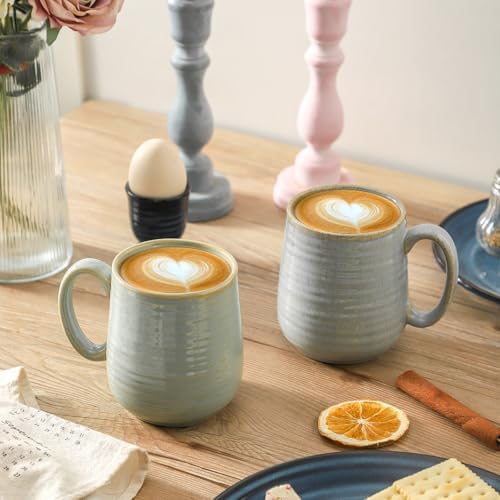 HASENSE Coffee Cups Ceramic, 15 Oz Reactive Glaze Coffee Mugs Set of 4 - Image 6