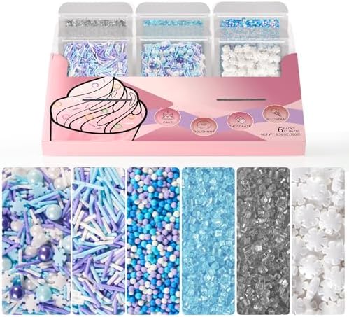 Frozen Sprinkles, Blue Purple Winter Snowflake Sprinkles for Cakes, 180g by Unknown