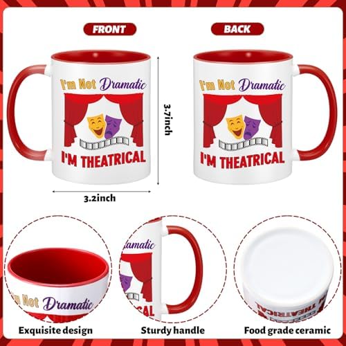 Didaey 6 Pcs Musical Theater Gift Ceramic Mugs 12 oz Drama Lover Coffee Cup - Image 2