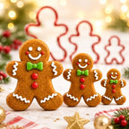 Gingerbread Man Cookie Cutters Set, 3 PCS Gingerbread Man Biscut Cutters Set Stainless Steel Christmas Cookie Cutters with Red Environmental PVC - 5.3/4.5/3.5IN - Image 5