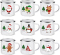 Christmas Enamel Mug Set of 9, 12 oz Hot Cocoa Mini Coffee Mugs Bulk, Novelty Holiday Set, Stocking Stuffer Gift for Kids, Women, Friends, Coworkers, Family by NatNarr