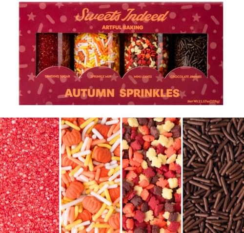 Sweets Indeed Fall Sprinkles 4 Pack, Pumpkin & Leaf Shapes, 11.57 ounces by SweetsIndeed