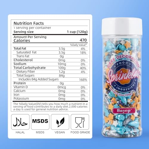 Space Theme Sprinkles Edible Blue Sliver Rocket Stars Sprinkles Galaxy Spacecraft Pearls Sugar Candy for Cookie Decorations Baking Cake Cupcake Topper Decoration 4.2 Ounce - Image 2