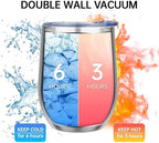 MEZMUT 12oz Insulated Wine Tumbler Glass Bulk with Lid(Silver,4 Pack) - Image 3